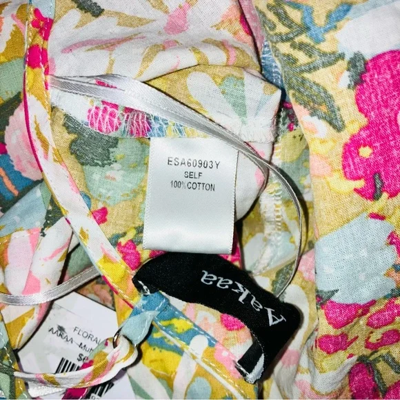 AAKAA Tropical Floral Print Halter Crop Top Cotton Anthro Boho Preppy Sexy Large - Picture 4 of 4